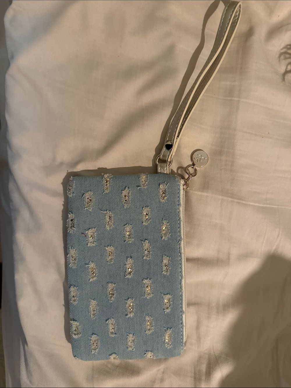 libby. edelman Light Blue Embellished Wristlet Pouch